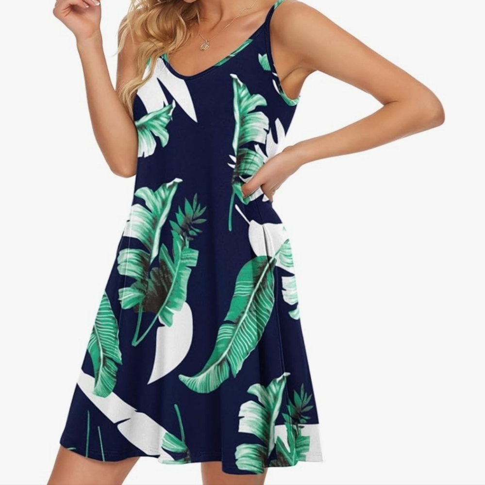 Tropical Leaf Print Dress